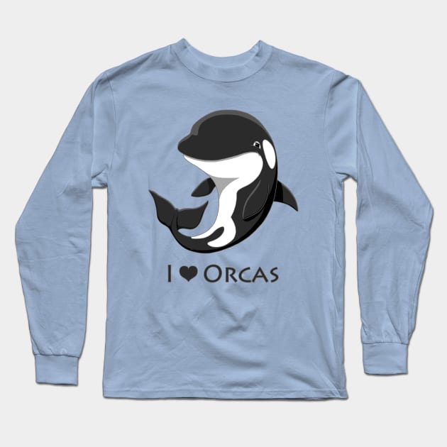 I Love Orcas Cute Killer Whale Long Sleeve T-Shirt by csforest